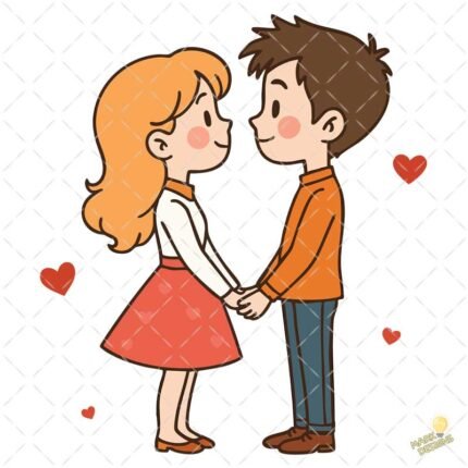 Dibujo pareja enamorados PNG ai