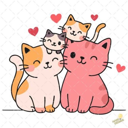Familia de gatos PNG ai