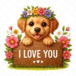 Dog i love you flowers PNG