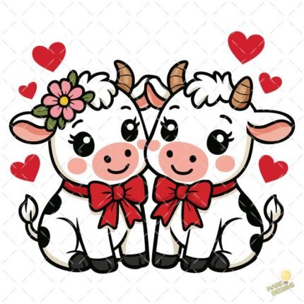 Pareja vaca San Valentín PNG ai