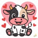 Dibujo vaquita san Valentín PNG ai