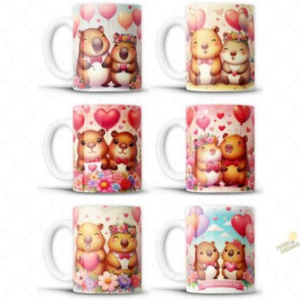 Plantillas Capybaras Valentines Day tazas