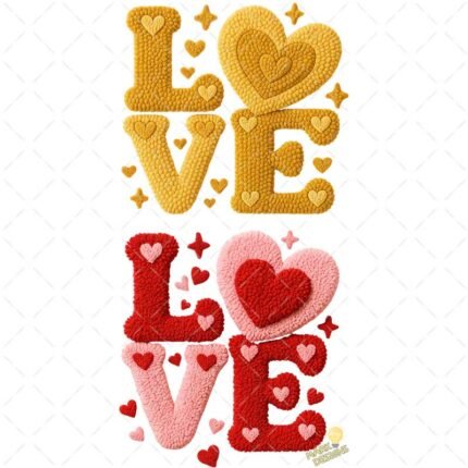 2 Diseños LOVE estilo crochet PNG