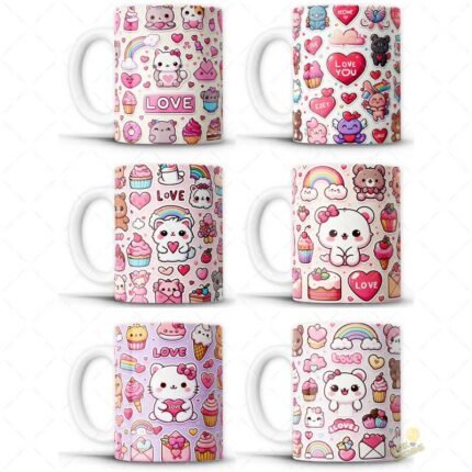 Plantillas stickers san Valentín tazas