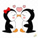 Pareja pingüinos san Valentín PNG ai