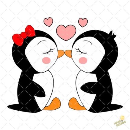 Pareja pingüinos san Valentín PNG ai
