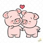 Cerditos enamorados PNG ai