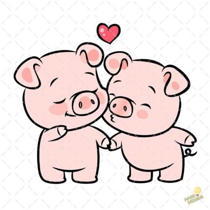 Cerditos enamorados PNG ai