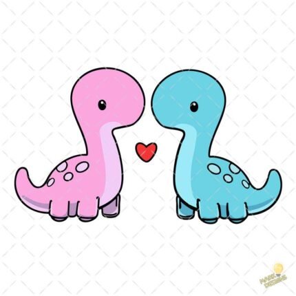 Pareja dinosaurios enamorados PNG ai