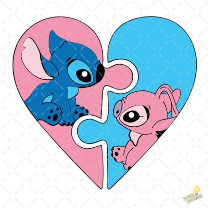 Corazón pareja Stitch PNG ai