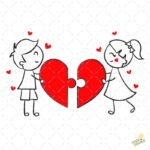 Pareja dibujo enamorados PNG ai