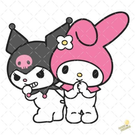 Kuromi y Melody amigas PNG ai