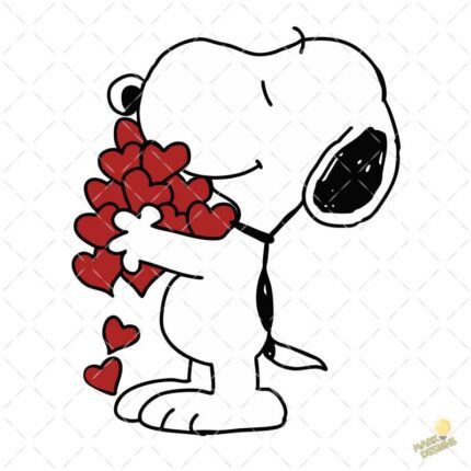 Snoopy regala corazones PNG ai