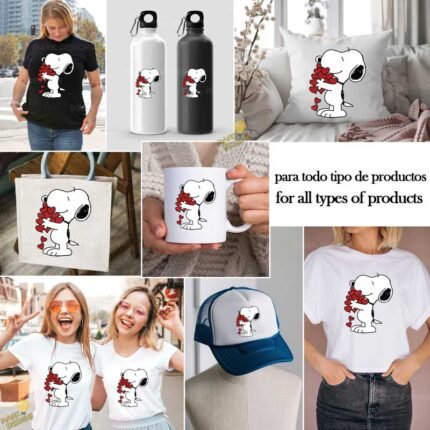 Snoopy regala corazones PNG ai