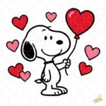 Snoopy globos romántico PNG ai
