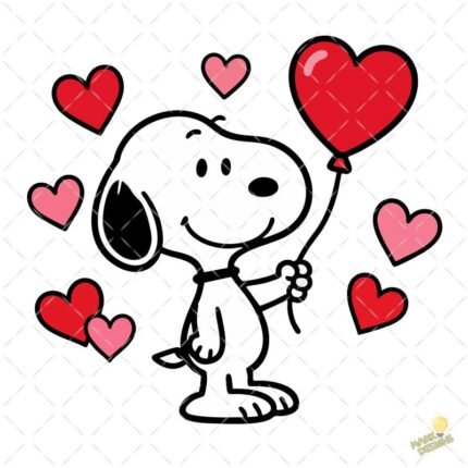 Snoopy globos romántico PNG ai