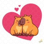 Pareja capibara san Valentín PNG ai
