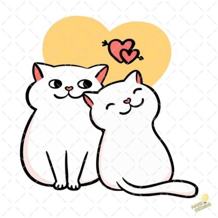 Pareja gatos enamorados PNG ai