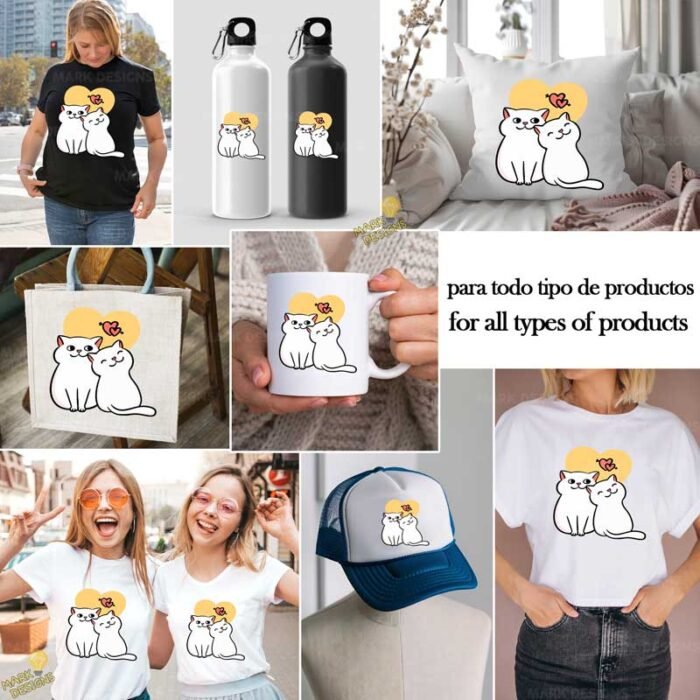 Pareja gatos enamorados PNG ai