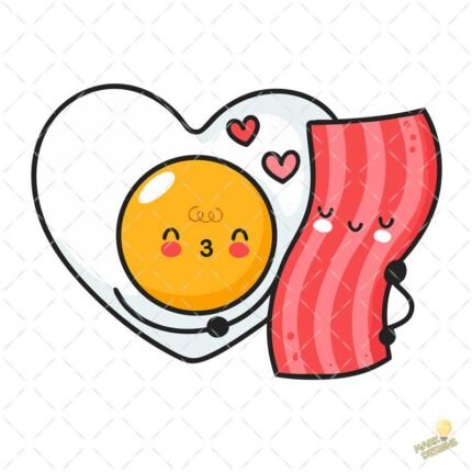 Pareja tocino huevo frito PNG ai