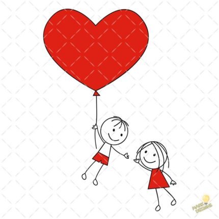 Pareja globo corazón PNG ai