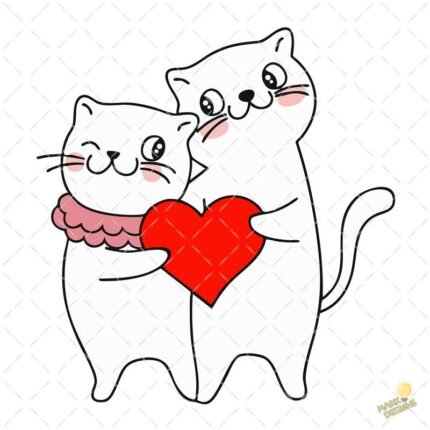 Pareja romántica de gatitos PNG ai