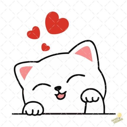 Gatito romántico enamorado PNG ai