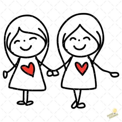 Dibujo Amigas PNG ai