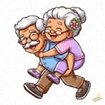 Abuelos felices románticos PNG ai