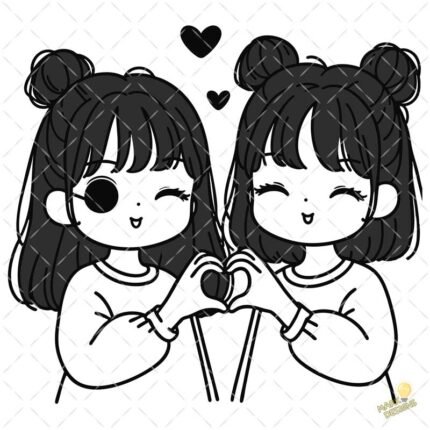 Amigas dibujo PNG ai