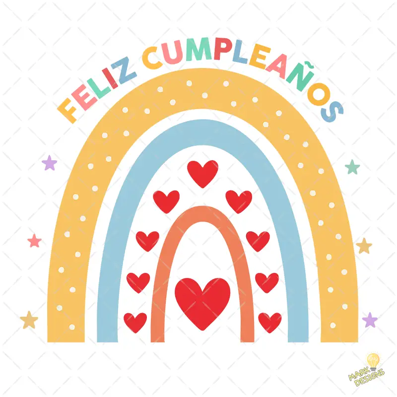 Arcoíris Boho Feliz Cumpleaños con Corazones – Vector y PNG 4K Arcoíris Boho Feliz Cumpleaños con Corazones – Vector y PNG 4K