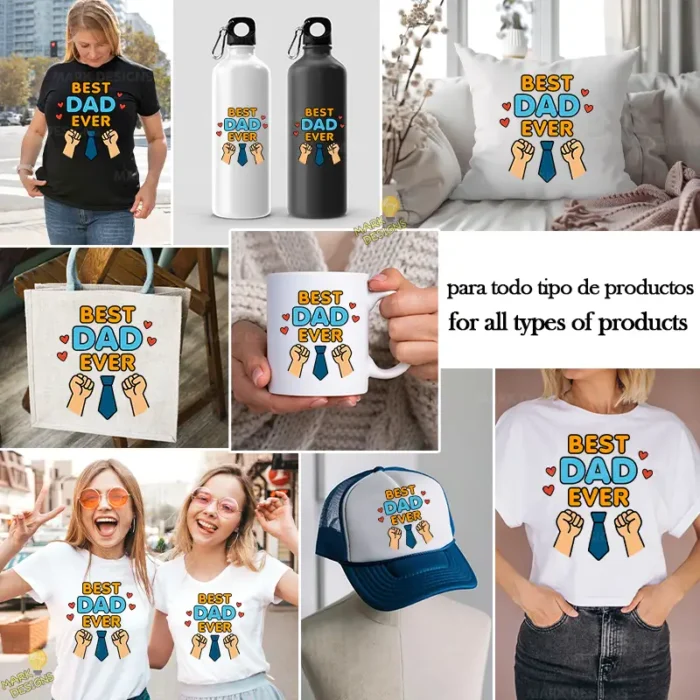 Best Dad Ever con Choque de Puños y Corbata – Diseño Vectorial y PNG 4K - Image 2