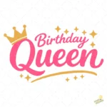 Birthday Queen con Corona y Estrellas – Diseño Vectorial y PNG 4K