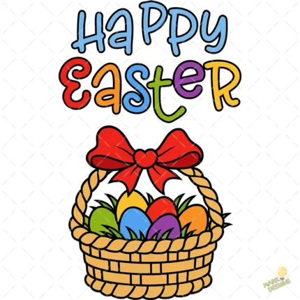 Canasta de Pascua con Huevos y Lazo Rojo – Vector y PNG 4K
