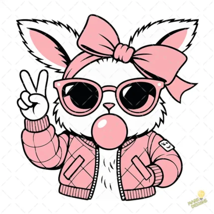 Conejita Urban Style con Chaqueta Rosa y Gafas – Vector y PNG 4K