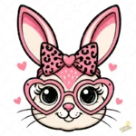 Conejita con Gafas de Corazón y Lazo Leopard Print – Vector y PNG 4K