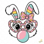 Conejita de Pascua Estilo Coquette con Chicle Rosa – AI SVG PNG 4K