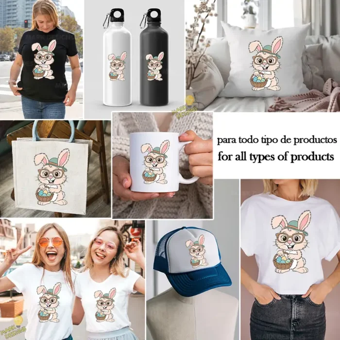 Conejito con Gafas y Canasta de Pascua – Diseño Vectorial y PNG 4K