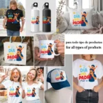 Día del Padre Papá con Niño en Hombros – Diseño Vectorial y PNG 4K