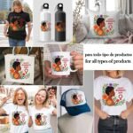 Día mujer afro flores vector