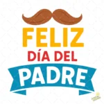 Emblema Feliz Día del Padre con Bigote y Banner – Formato AI SVG PNG 4K