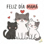 Familia de Gatitos Feliz Día Mamá – Diseño Vectorial Gratis y PNG 4K