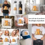 Familia de Gatitos con Corazones Día de la Madre – Diseño Vectorial y PNG 4K