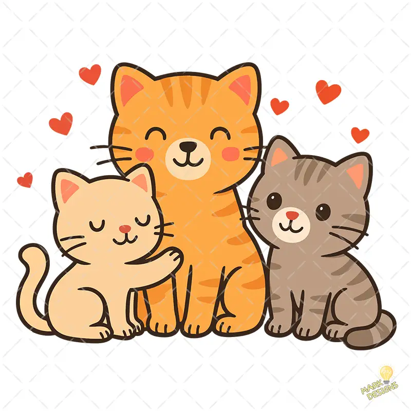 Familia de Gatitos con Corazones Día de la Madre – Diseño Vectorial y PNG 4K Familia de Gatitos con Corazones Día de la Madre – Diseño Vectorial y PNG 4K