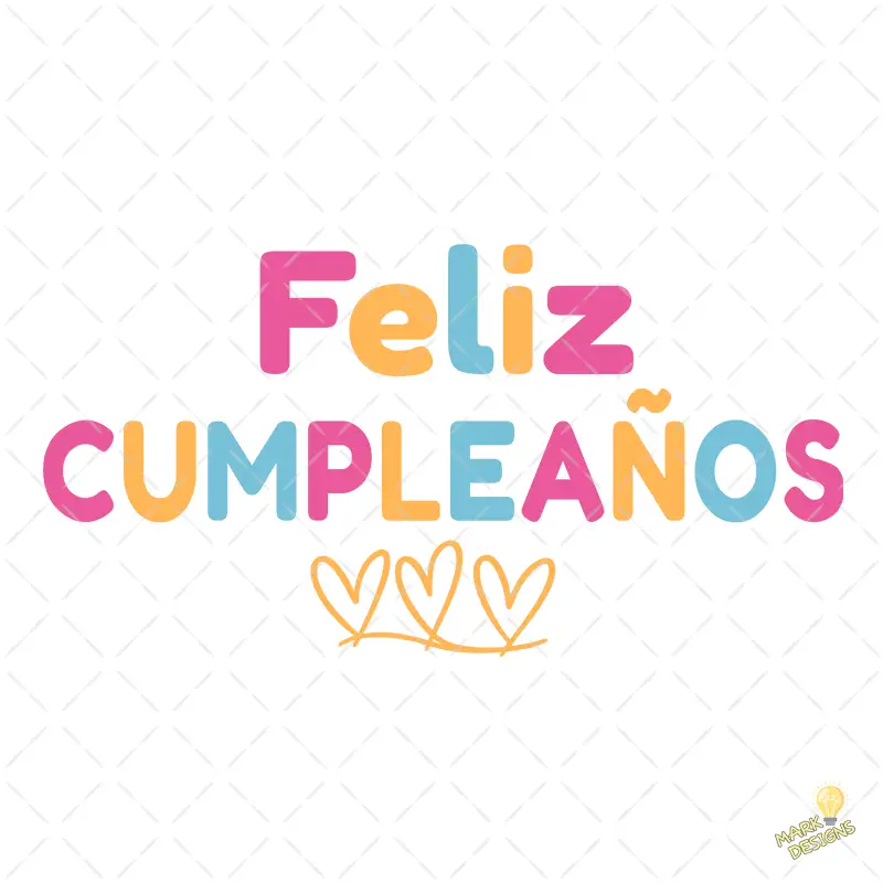 Feliz Cumpleaños Colores con Corazones – Diseño Vectorial y PNG 4K