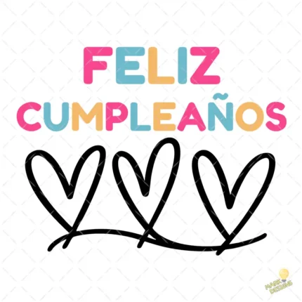 Feliz Cumpleaños Colorido con Corazones – Diseño Vectorial y PNG 4K