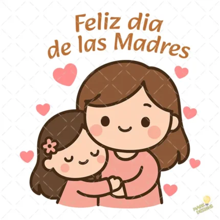 Feliz Día de las Madres Madre e Hija – Diseño Vectorial y PNG 4K