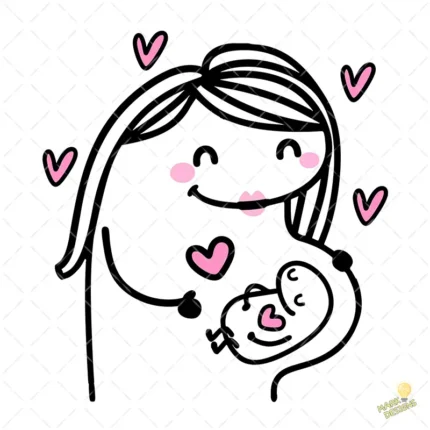 Flork Mamá Embarazada con su Bebé – Diseño Vectorial y PNG 4K