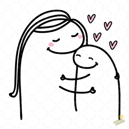 Flork Mamá e Hijo Abrazo con Corazones – Diseño Vectorial y PNG 4K