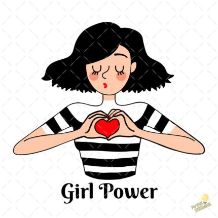Girl Power Chica Corazón - Vector y PNG 4K